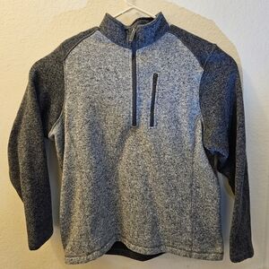 Mens Woolrich Pullover Quarter Zip Two Tone Gray Outdoor Fleece Sweater Size XL